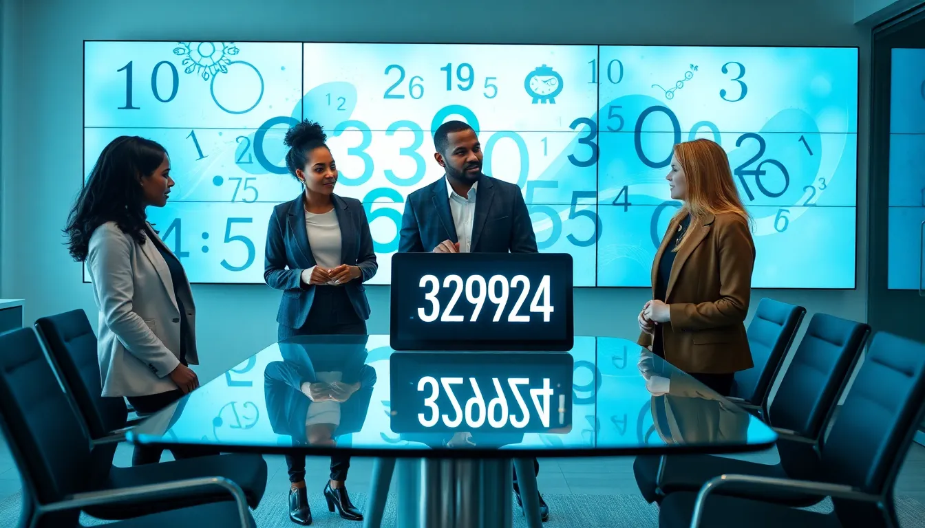 professionals discussing the significance of the number 3533292455 in a modern office.